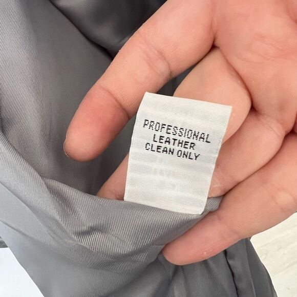 Maxene Couture New York Women’s Genuine Leather Silver Grey Jacket Size 20 NWT - Picture 9 of 12